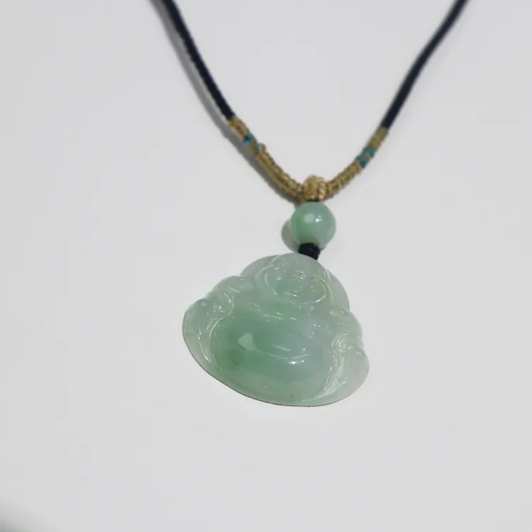 翡翠玉A货弥勒佛笑佛公吊坠带翠绿色挂件男女同款生日好礼