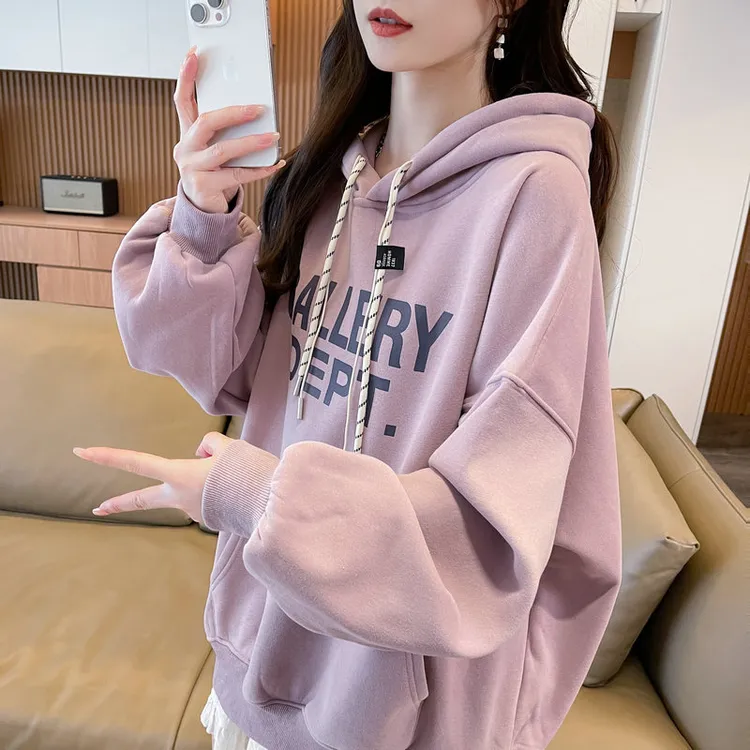 连帽卫衣女2025新款春秋韩版宽松设计感小众薄款个性抽绳上衣外套