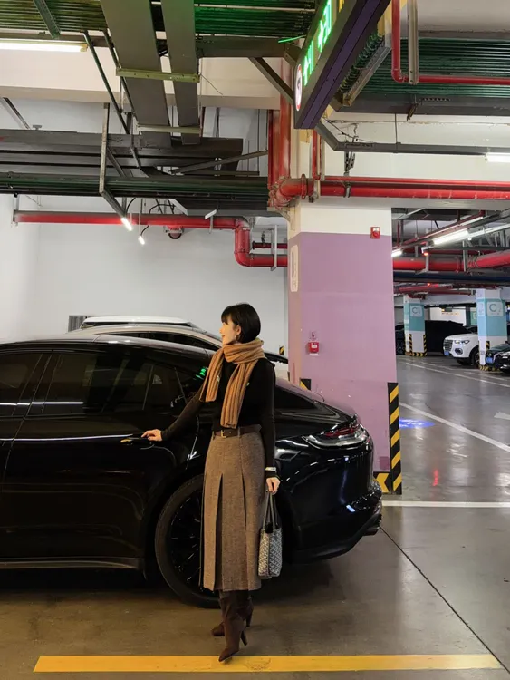 【Winnie】自带腰带设计 复古文艺百褶格纹毛呢半裙