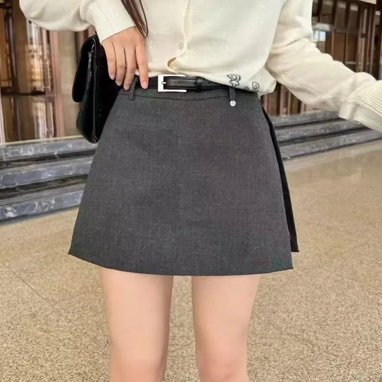 设计感小众开叉高腰西装半身裙女2025春秋新款时尚百搭A字裙裤女