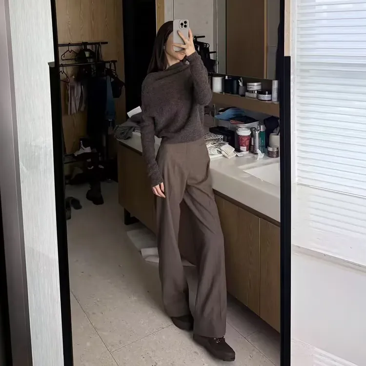 ROMI STUDIO“老钱腔调”色纺全羊毛精纺直筒小微喇裤 RWCSXY1782