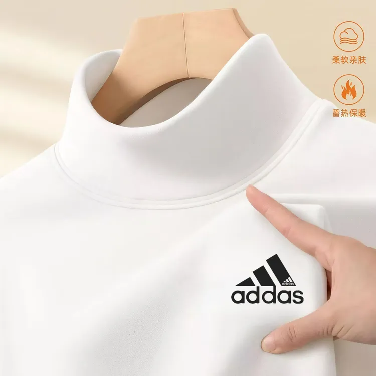 双面德绒半高领打底衫男士长袖t恤秋冬纯色修身大码保暖秋衣韩版