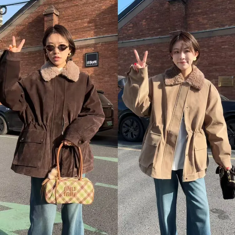 【意意】冬季时尚洋气白鸭绒复古毛领港风羽绒服 Y-0217