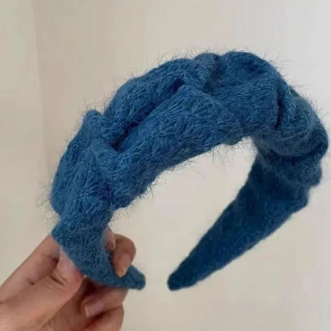 秋冬百搭!复古增颅顶褶皱毛线宽边发箍高级感温柔复古法式头箍