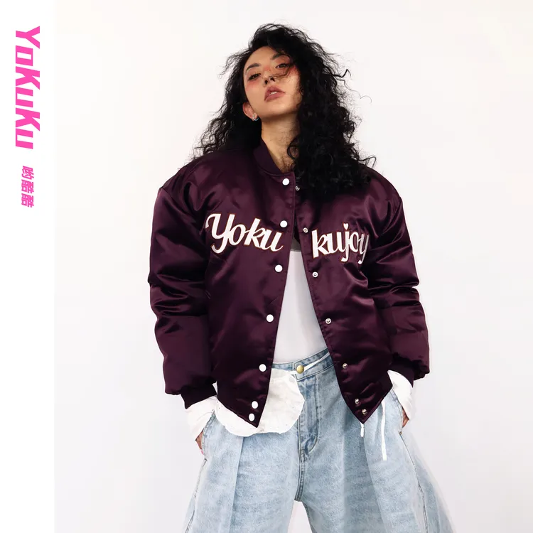 哟酷酷（校园反派）美式加厚保暖字母刺绣手塞棉休闲运动棒球服外套