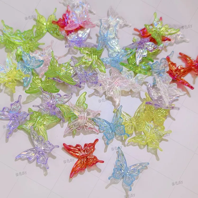 【凌先生】新款立体极光蝴蝶发夹手机壳奶油胶滴胶diy配件