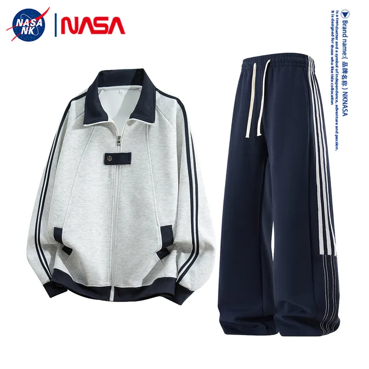 NASA联名潮牌运动套装男款秋冬季夹克宽松长裤休闲两件套上衣秋装