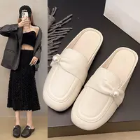【万达折扣】2025新款时尚穆勒珍珠拖鞋女外穿舒适懒人凉拖休闲平底