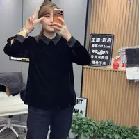 岩岩家醋酸领背扣丝绒女上衣