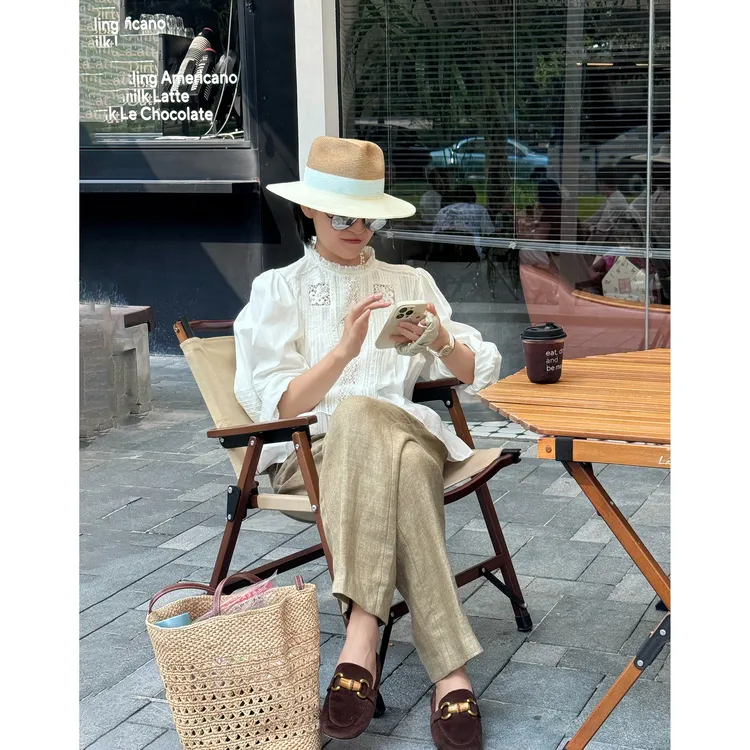 我是摩羯 油画里的少女  80支100美国进口匹马棉蕾丝绣花边衬衫