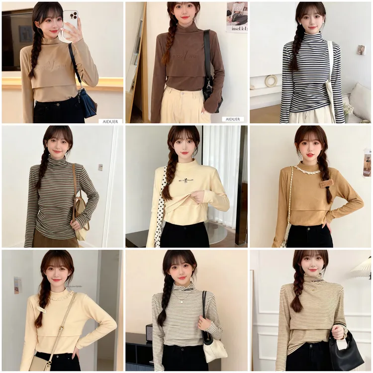 高领德绒加厚哺乳期打底内搭冬季保暖长袖内衣上衣服单件喂奶秋衣