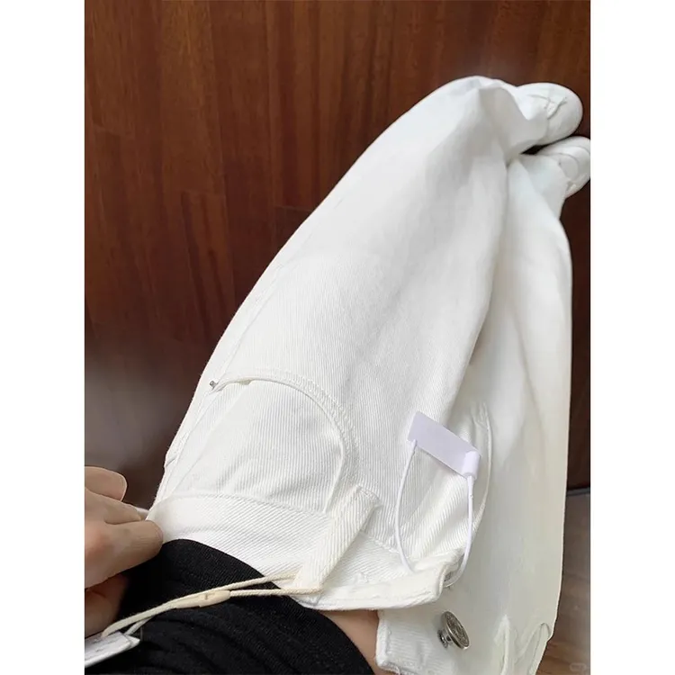 白色牛仔裤女秋冬新款小个子显瘦垂感百搭直筒窄版阔腿春秋长裤子