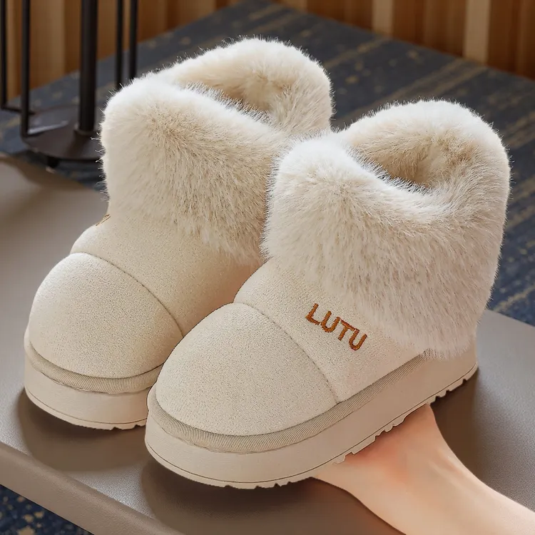 冬季儿童雪地靴包跟亲子居家简约可外穿防滑保暖加绒加厚女童棉鞋