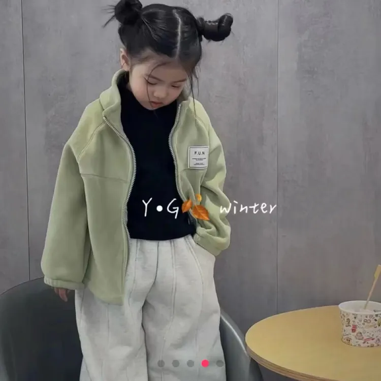 【500克高质量】儿童加绒潮牌加厚双面奥粒绒校服神器洋气夹克外套