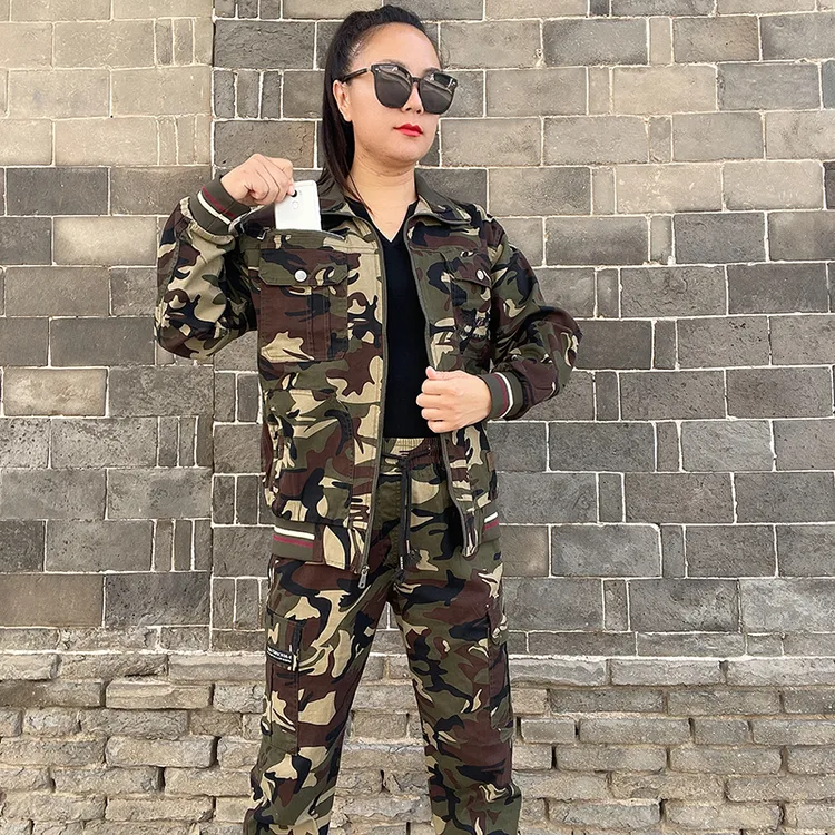 春秋迷彩棉布弹力工作服男装长袖工装套装制服耐磨阻燃劳保服厂服