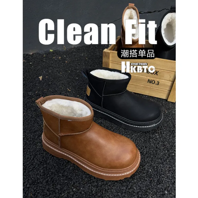 HKBTCstreet trendy冬季新款户外休闲雪地靴加绒保暖棉鞋男工装靴