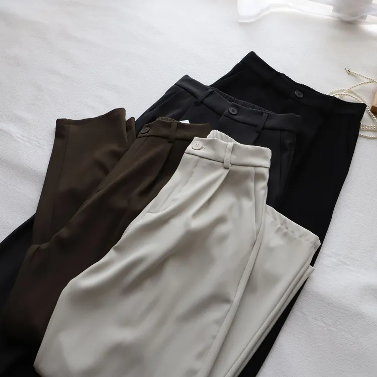 2025春季新品韩百搭哈伦裤后松紧腰西装裤女小个子长裤3179