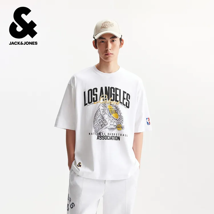 杰克琼斯秋季新款男装T恤NBA联名舒适纯棉运动风百搭廓形短袖