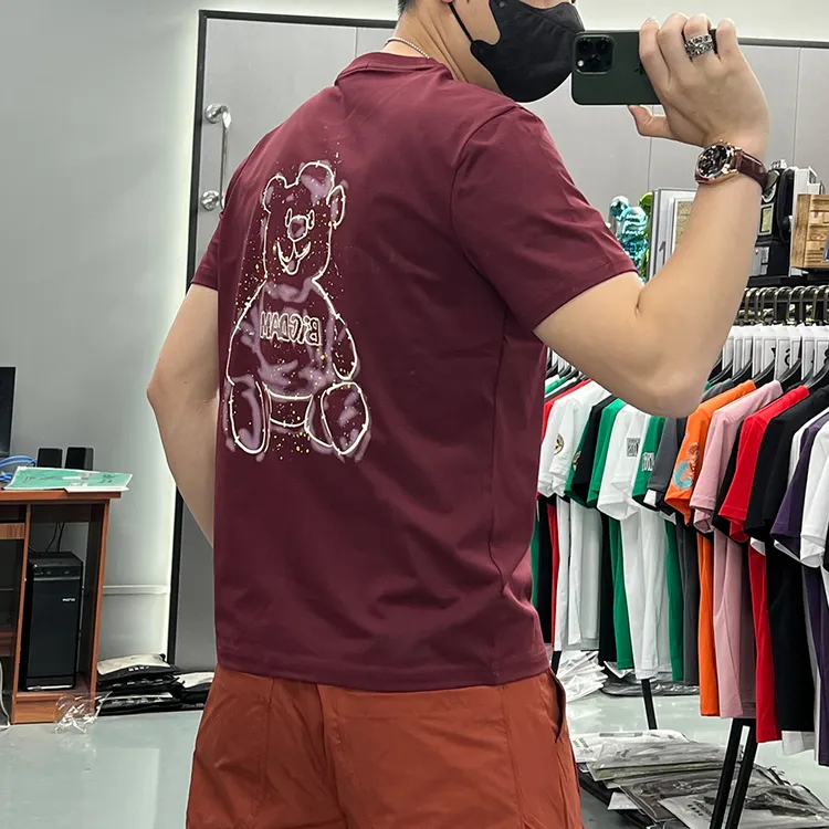 网红洋气炸街男装短袖男款爆款2025新款夏季轻奢丝光棉短袖T恤男