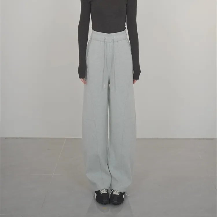 小禾【折纸裤】醋酸羊毛可机洗松紧高腰立裁藏肉显瘦弹力直筒弯刀裤