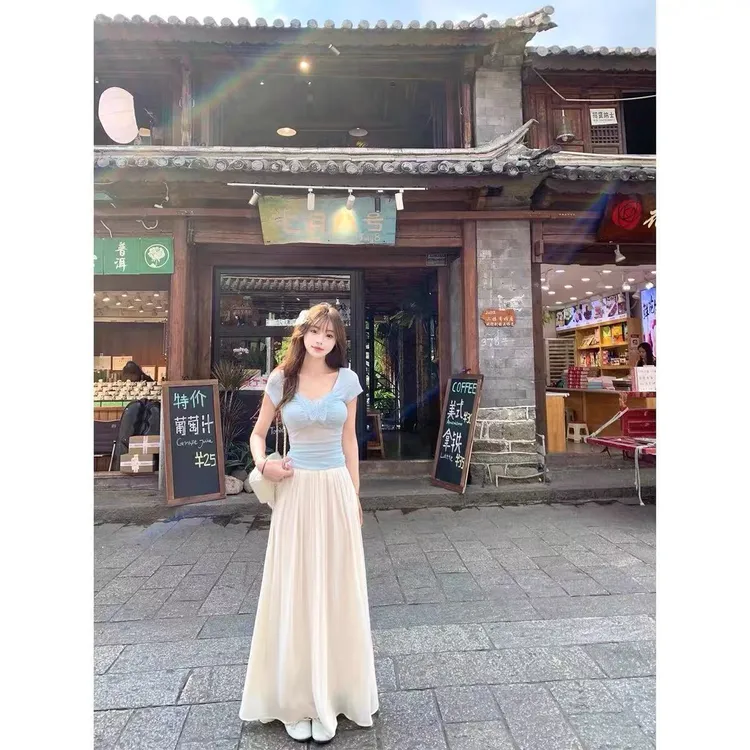 【小巧定制】XQ2453夏季新款显瘦百搭甜美气质纱裙半身裙
