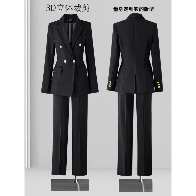 黑色西装正装女职业套装大学生面试高级感西服外套黑色西装外套