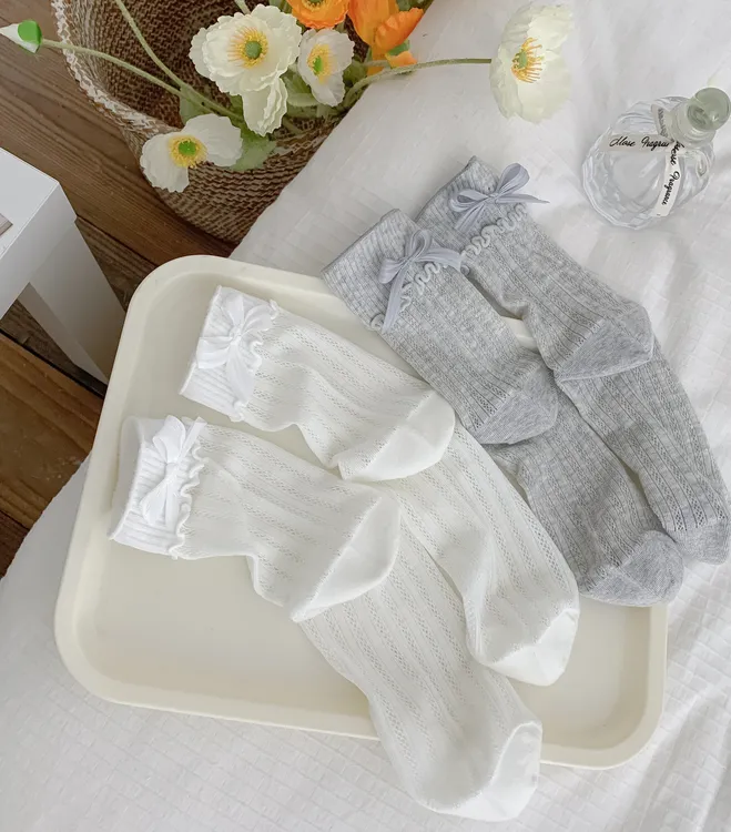 【海德花园】后跟蝴蝶结|夏季轻薄透气网眼棉袜ins日系可爱甜美袜子