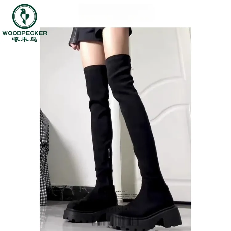 啄木鸟厚底过膝靴粗腿长靴女2025秋冬新款显瘦靴子长筒瘦瘦高筒靴