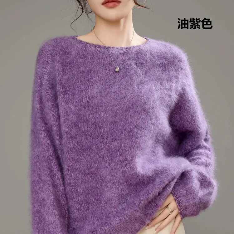 软糯羊绒衫！一线成衣+拉毛~花纱7针加厚圆领慵懒针织毛衣上衣