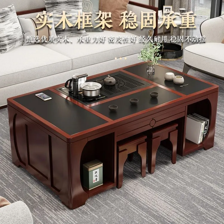 全自动实木智能升降功夫家用茶几简约多功能泡茶办公室茶台一体