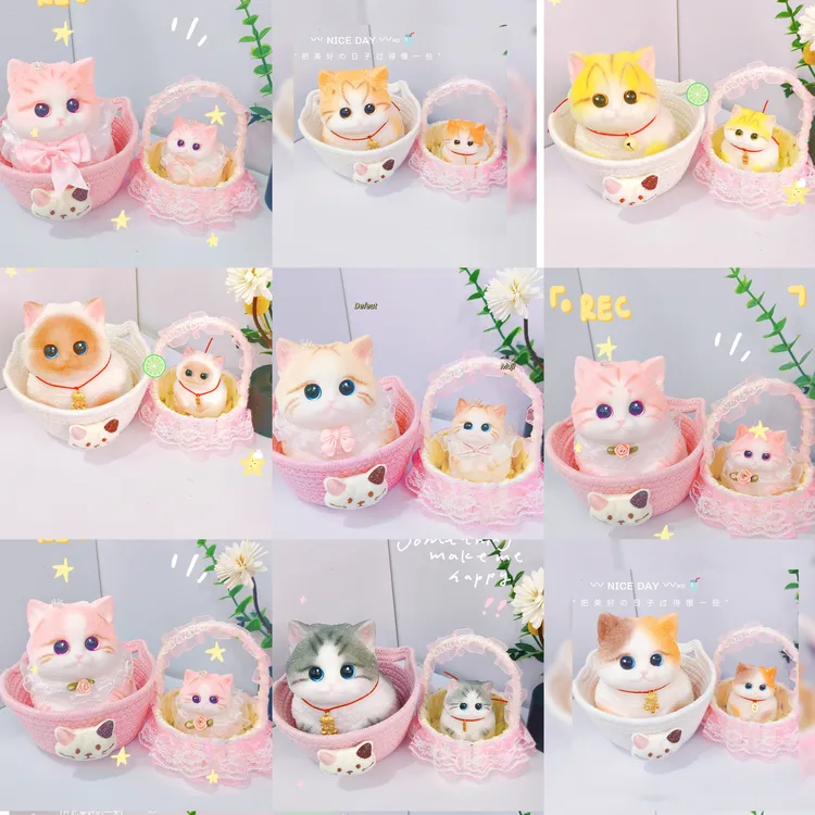 【一大一小】可爱玩具猫咪捏捏乐软软糯糯 摆件礼物礼品diy手工制作