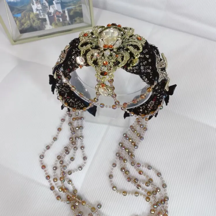 新原创设计夸张复古流苏发箍发饰宫廷重工时尚气质民族度假头饰娘