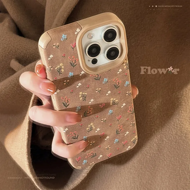 皮质温柔小碎花适用iphone16苹果15手机壳14promax复古13秋冬文艺