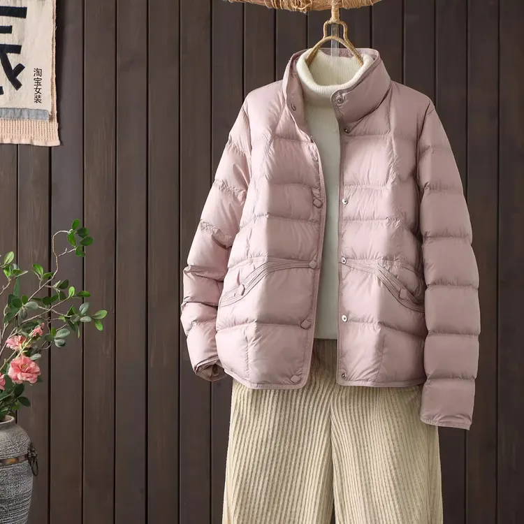 2025年韩版新款时尚轻薄羽绒服女短款立领显瘦宽松保暖外套