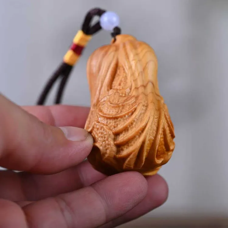 太行崖柏木雕白菜手把件陈化老料百财纳福中国风家居汽车挂件饰品