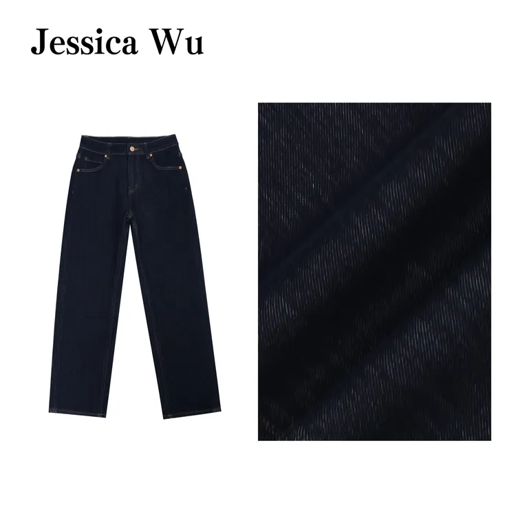 JESSICA WU金扣设计简约显瘦牛仔裤百搭款2595503008