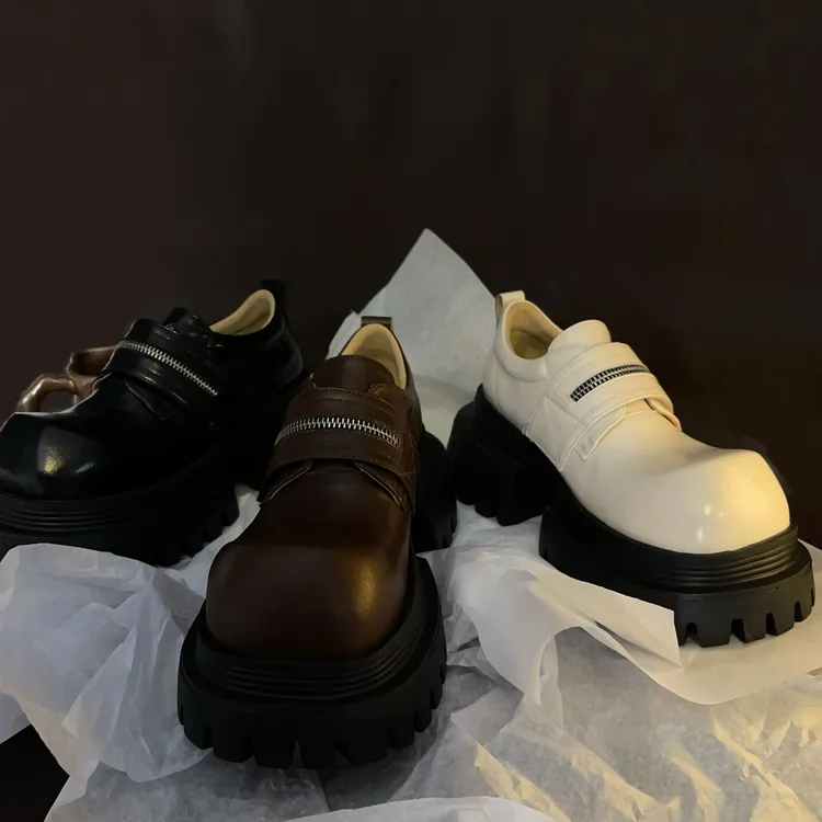 缇麦茵-<7cm>T25619时尚百搭厚底英伦风复古小众休闲单鞋