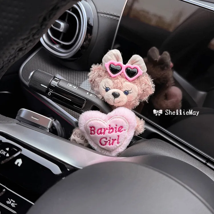 粉色爱心雪莉玫车载怀挡装饰转向灯公仔玩偶雨刮器车饰品摆件可爱