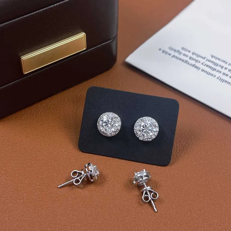 非金属莫桑石耳饰 许妍同款公主圆包耳钉2025贵气感耳钉轻奢小众