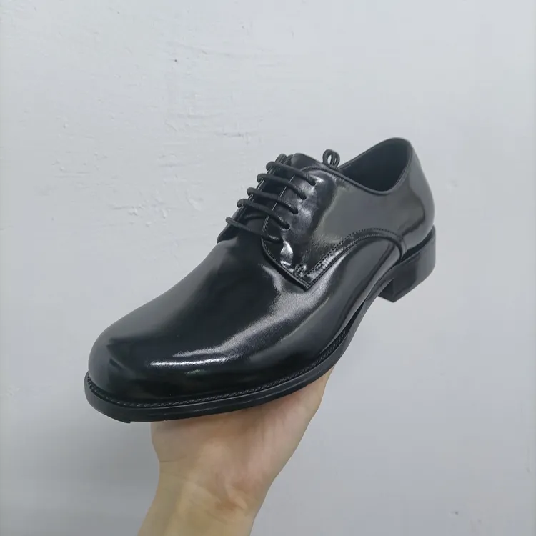 【美兰鞋业】 大牌高端黑色马臀皮德比鞋  真皮琴底商务系带皮鞋