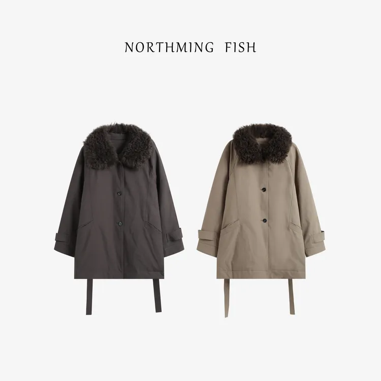 NorthMing fish「鹅界暖域」腔调设计 保暖洋气中长款翻领鹅绒服