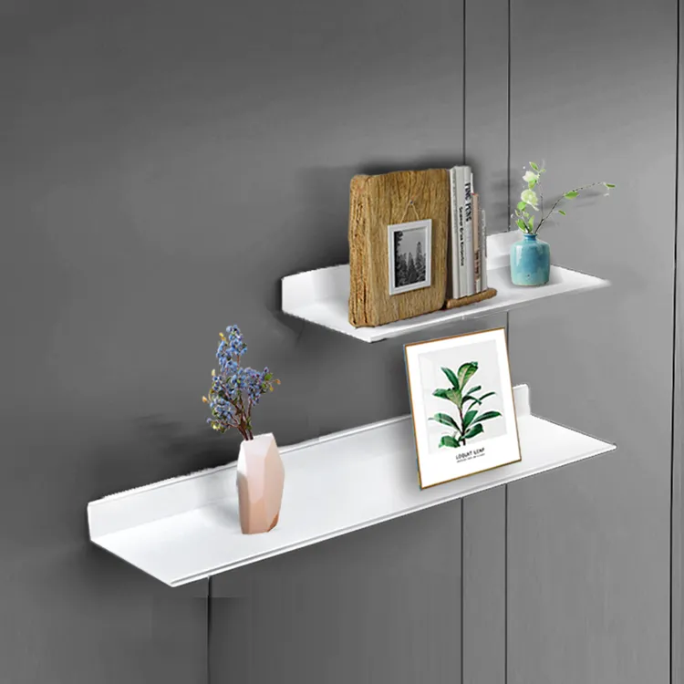 墙上铝合金置物架一字隔板创意简约客厅厨房收纳架免打孔书架