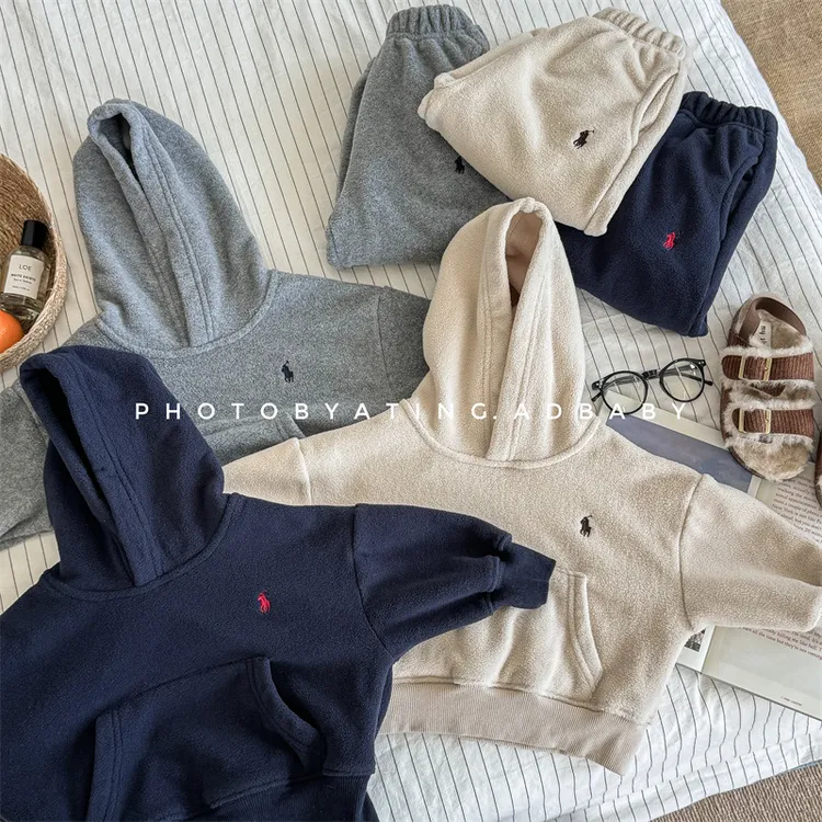 2025秋冬装童装儿童韩版加绒卫衣卫裤套装女童男童