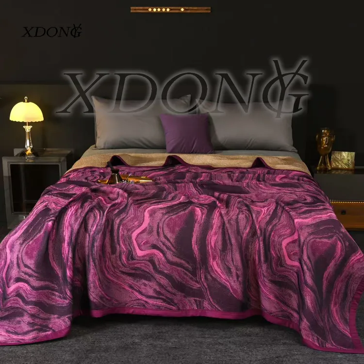 XDONGY（冬云家纺）高定230*250铂金羊 绒雨露 流金岁月紫 棉麻床盖
