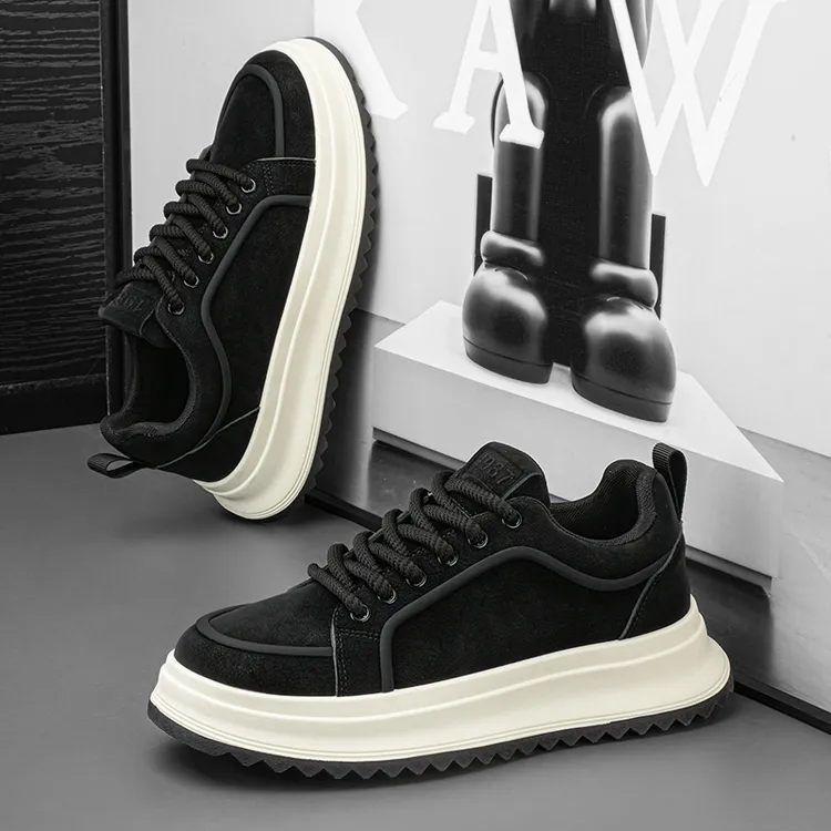 潮牌男鞋2025秋季时尚百搭男士休闲鞋透气软底轻便内增高老爹鞋子