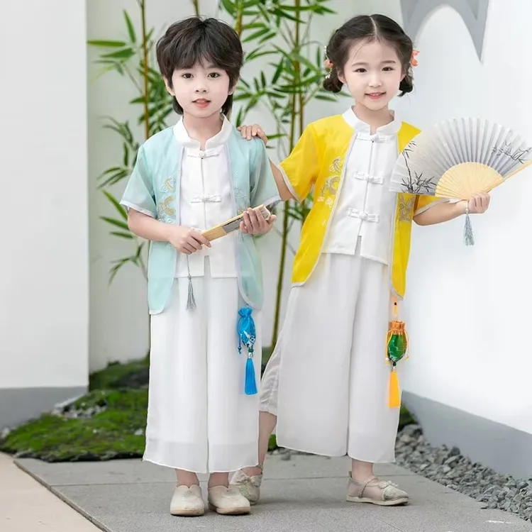 （中秋带包）夏季中国风汉服刺绣唐装国学服幼儿园表演服日常演出