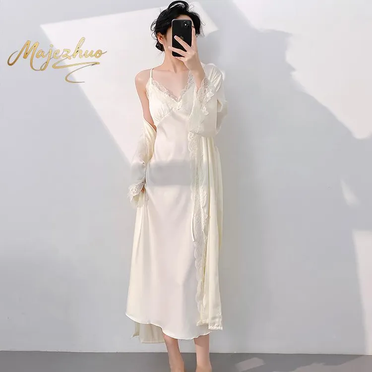 性感睡衣女真丝薄款带胸垫长款过膝法式吊带睡裙露背纯欲风家居服