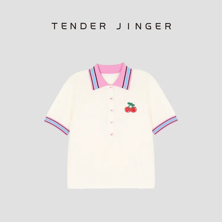 Tender Jinger【黑标】时尚撞色polo针织短袖T52BMM605B