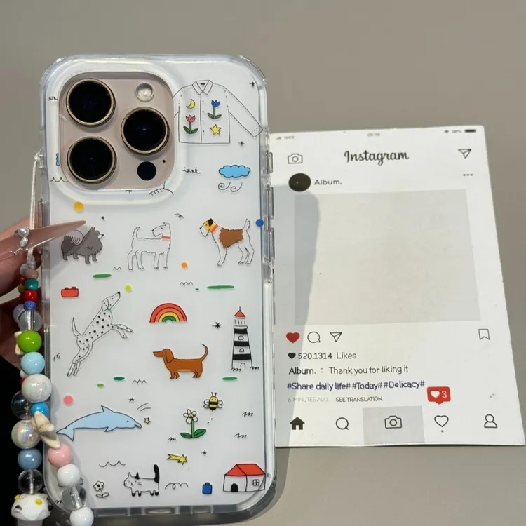 IMD波点彩虹小狗适用iphone16苹果15手机壳小米OPPO华为VIVO荣耀