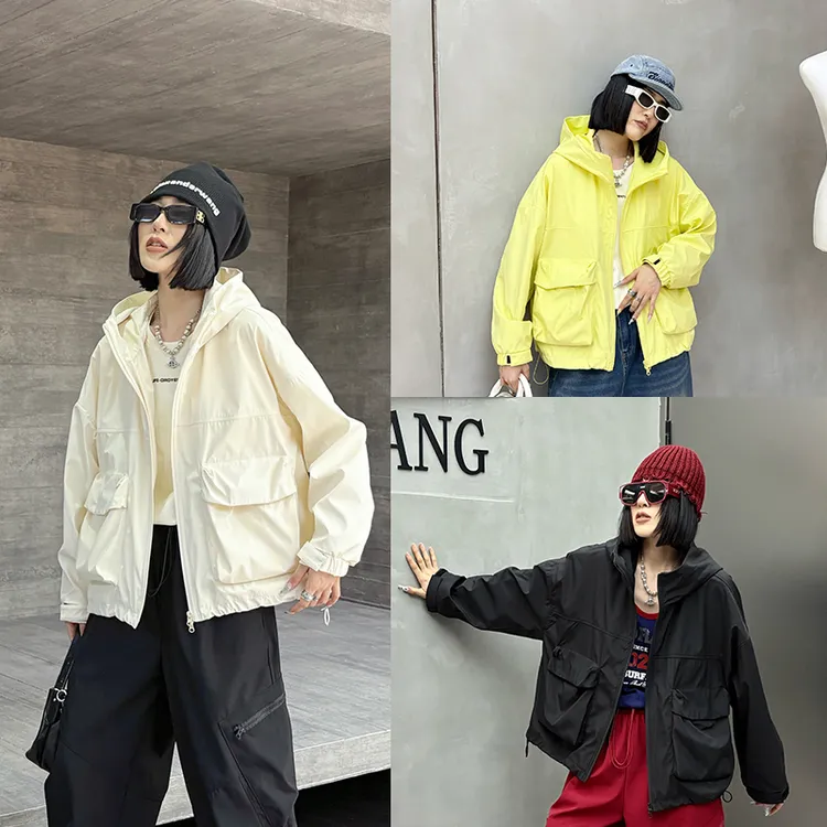 大码女装工装连帽外套女260斤胖妹妹宽松显瘦遮肉上衣款秋季爆款